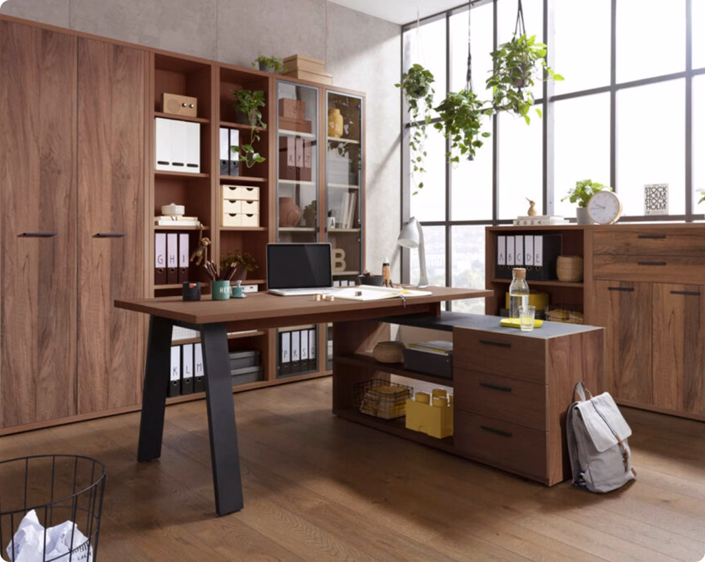 Immagine di uno studio totalmente in legno riciclato 100%.